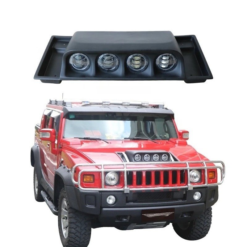 Upgraded Version Fiberglass LED Spotlight Cover Remote Control Hood Scoop for H2 SUV New Retrofit Upgrade